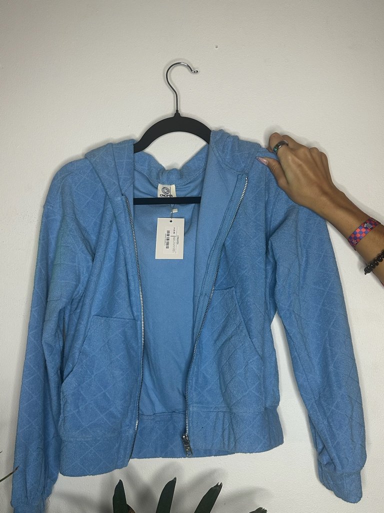 Cncpts Light Blue Quilted Zip-Up Hoodie | Nwt | Size Small